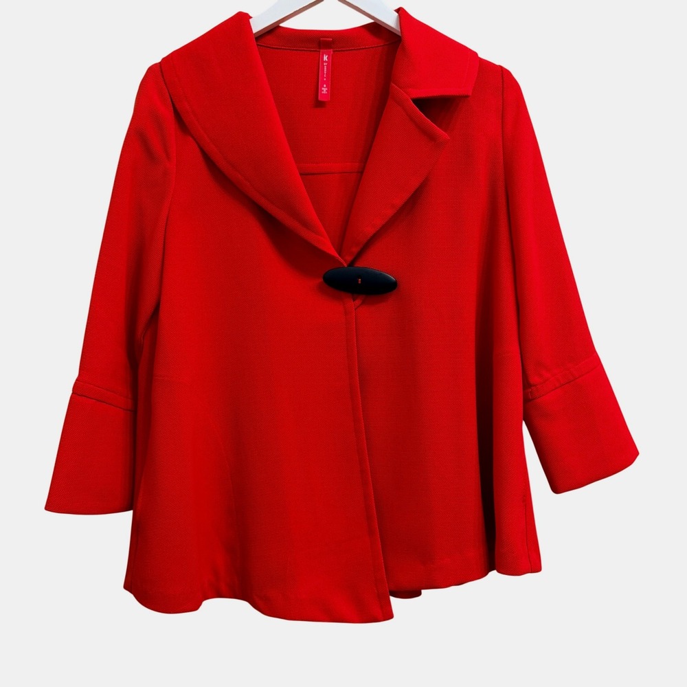 IC by Connie K Red Textured Swing Jacket Blazer Women Small Tomato Girl